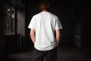 Back View T-Shirt Mockup on Male Model Urban Apparel Scene
