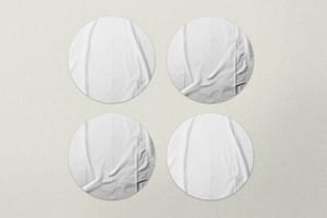 Glued Sticker Mockup Four Soft Texture Background