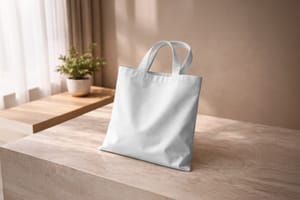 Minimal Tote Bag Mockup on Table Clean Product Display Setup