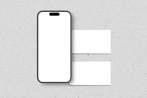 iPhone & Business Card Mockup on Paper Texture Background