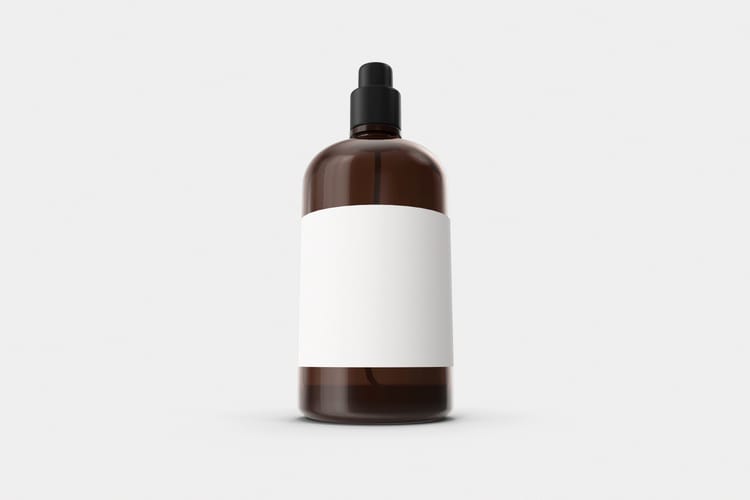Amber Dropper Bottle Mockup Cosmetic Packaging