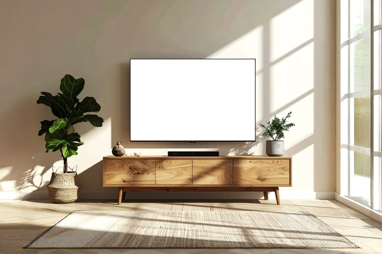 Bright Interior TV Display Mockup Scene