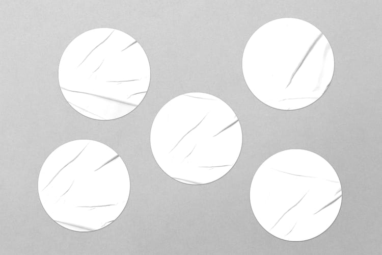 Glued Sticker Mockup Five Minimal Layout