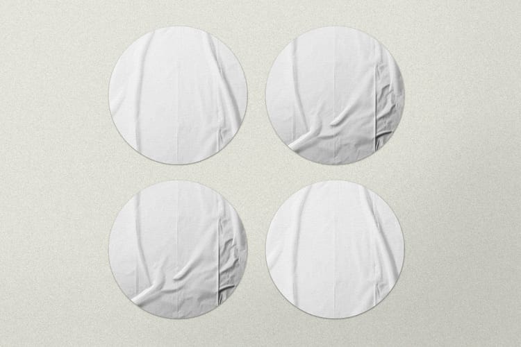 Glued Sticker Mockup Four Soft Texture Background