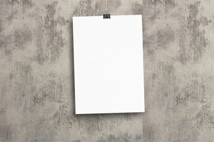 Hanging Poster Mockup On Wall Texture