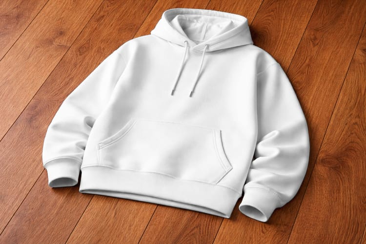 Hoodie Mockup on Wooden Floor