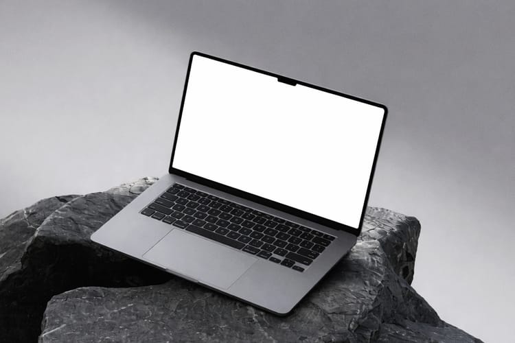 Laptop Rock Surface Mockup