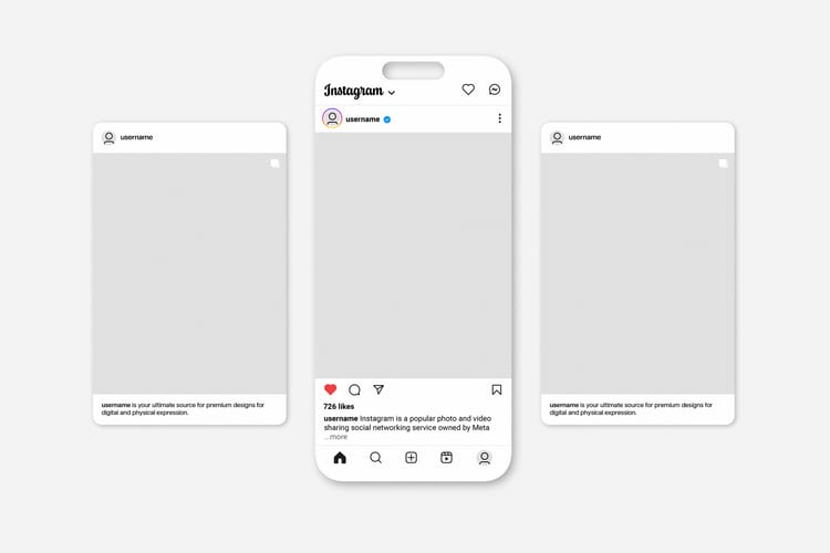 Minimal Instagram Post Portrait Mockup with Smartphone