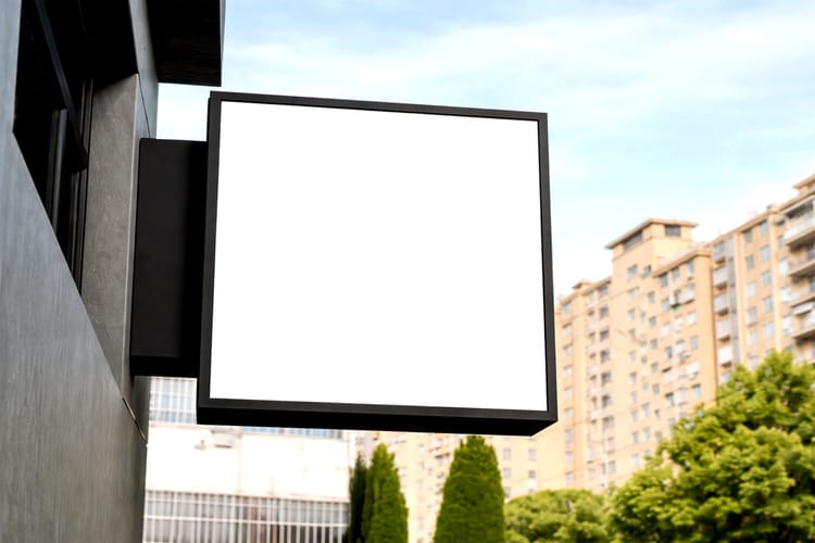 Outdoor Hanging Signboard Mockup