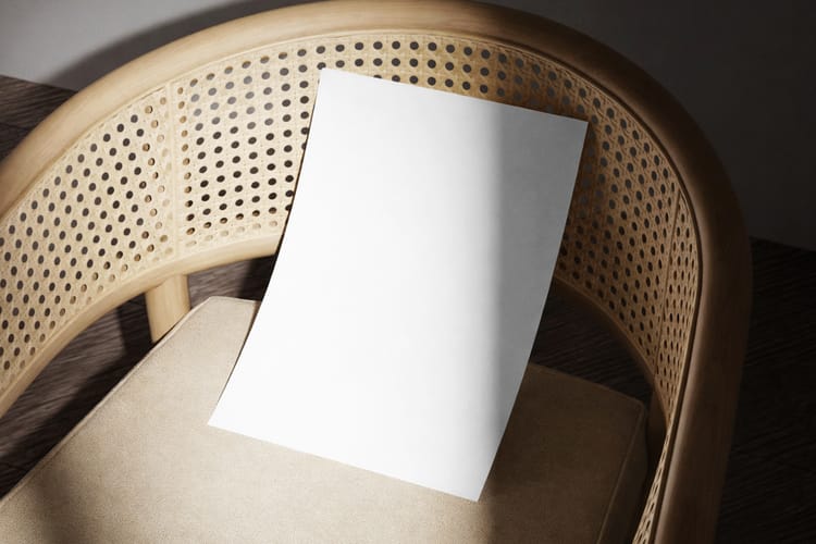 Paper Mockup on Rattan Chair
