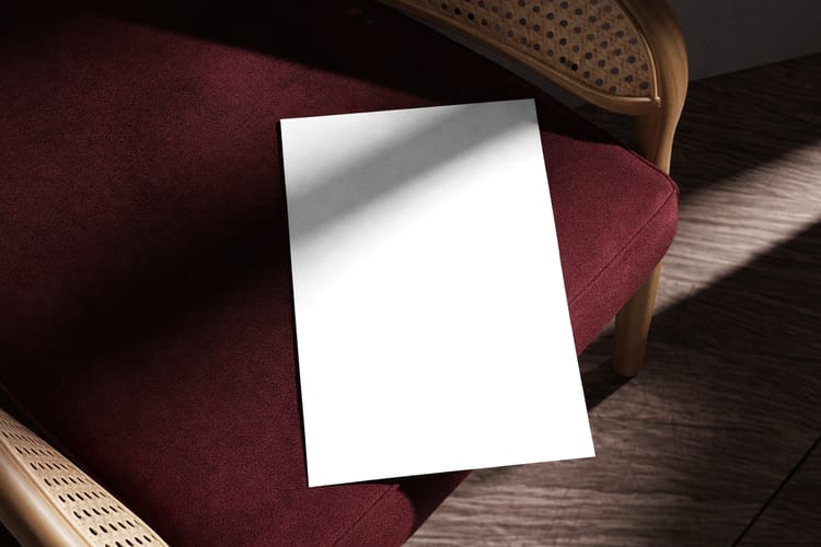 Paper Mockup on Wooden Rattan Chair