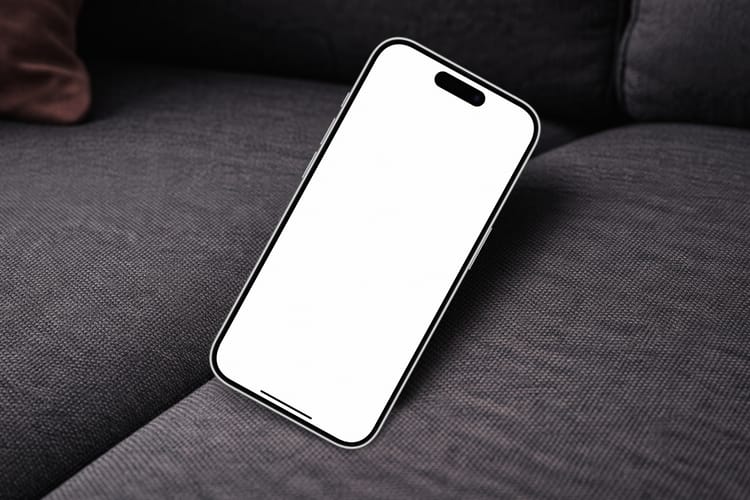 Phone Mockup on Grey Sofa