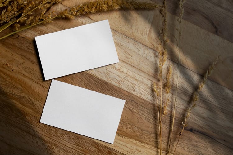 Rustic Wooden Business Card Mockup with Natural Shadows