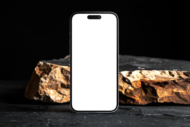 Stone Surface Smartphone Display Mockup Scene