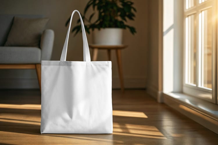 Totebag Mockup on Wood Floor