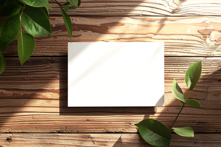 Wooden Background Business Card Display Mockup Scene
