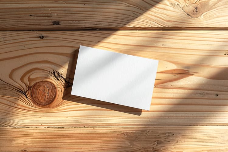 Wooden Business Card Mockup Scene