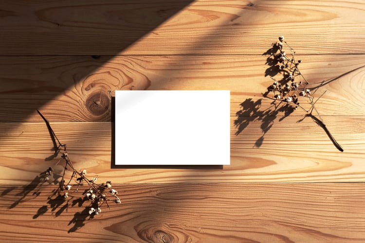 Wooden Card Branding Display Mockup Scene