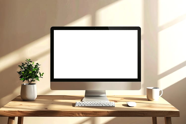 Workspace Desktop Screen Display Mockup Scene