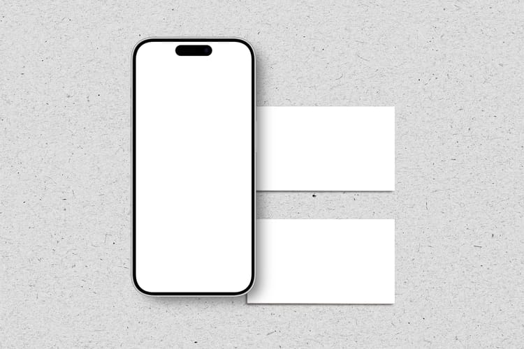 iPhone & Business Card Mockup on Paper Texture Background